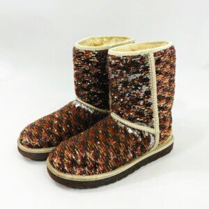 UGG Size 8 W Classic Short Sparkles 3353 W Champagne Gold Sequin Boots